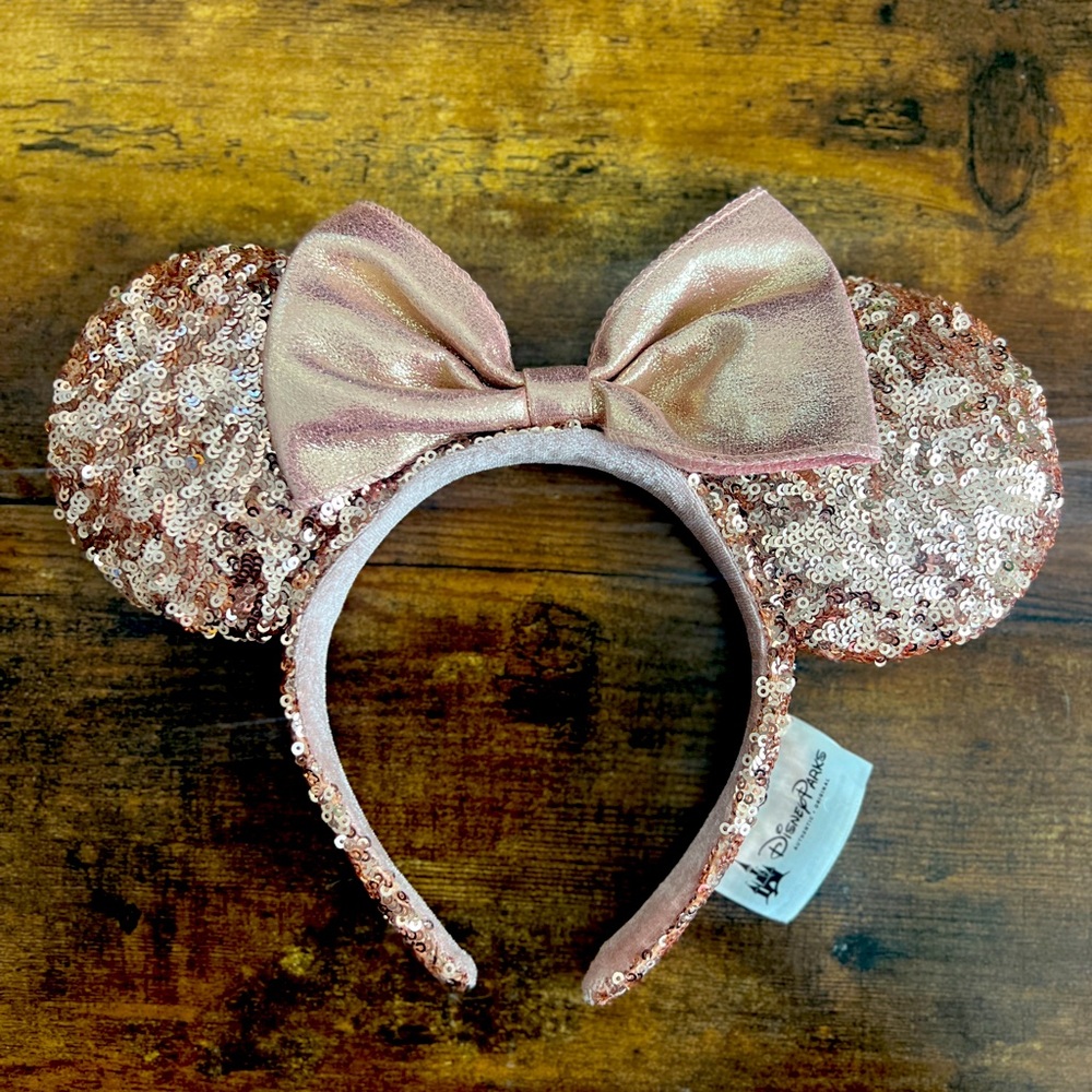 Minnie Mouse Sequined Ear Headband for Adults – Rose Gold